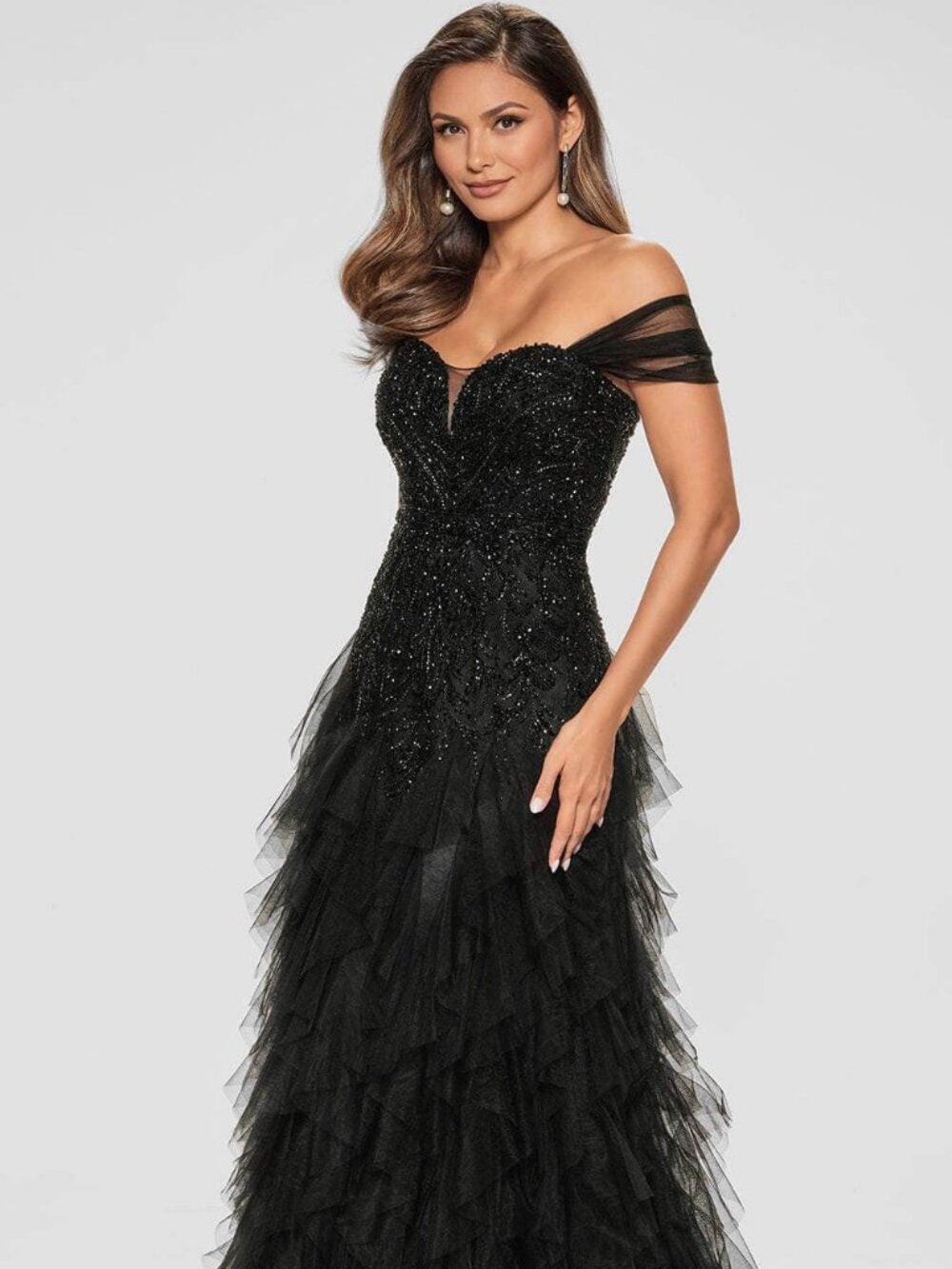 BRAND NEW W/ TAGS! Ivonne D ID806 - Ruffled Skirt Beaded Sweetheart Gown